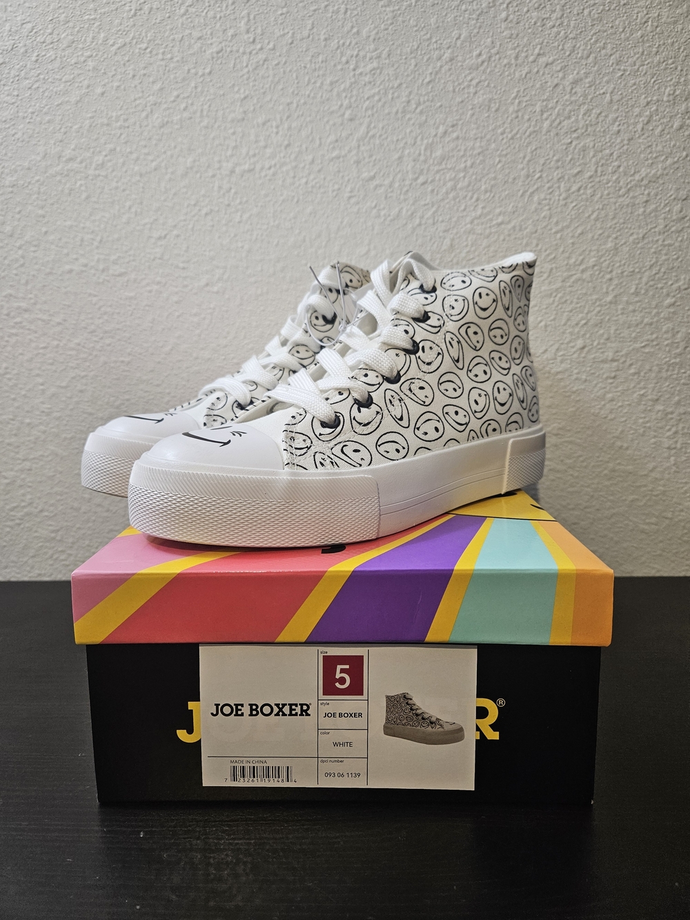 Joe Boxer White Smiley High-Top Sneakers